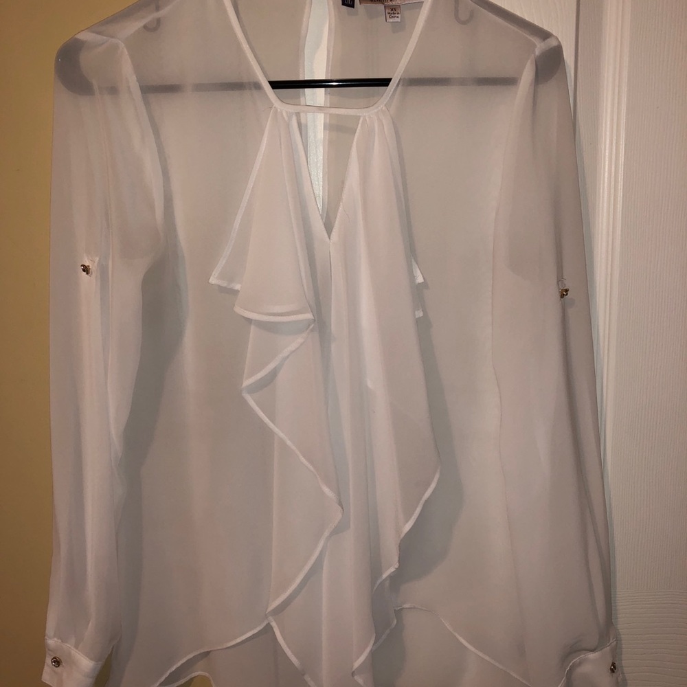 Jennifer Lopez White Sheer Blouse (XS)